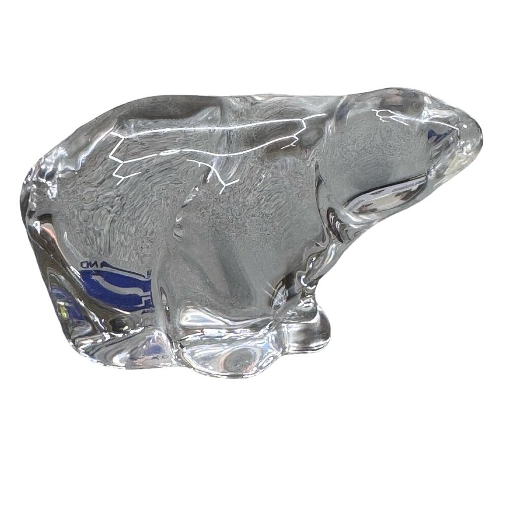 Hadeland Norway Crystal Glass Polar Bear Figurine Paperweight Sculpture Sticker